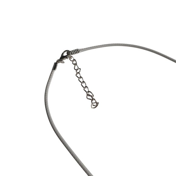 Lace Agate Gemstone Pendant Necklace Gray Leather Cord Adjustable 17" to 19" - Picture 4 of 5